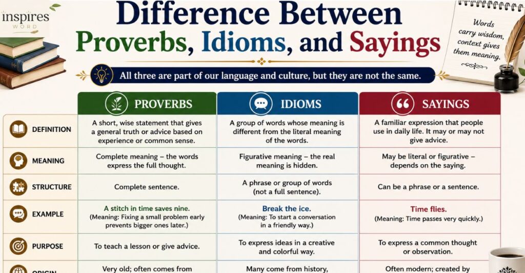 Difference Between Proverbs, Idioms, and Sayings
