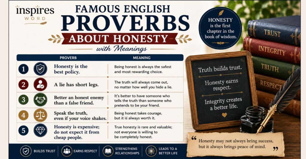 Famous English Proverbs About Honesty with Meanings
