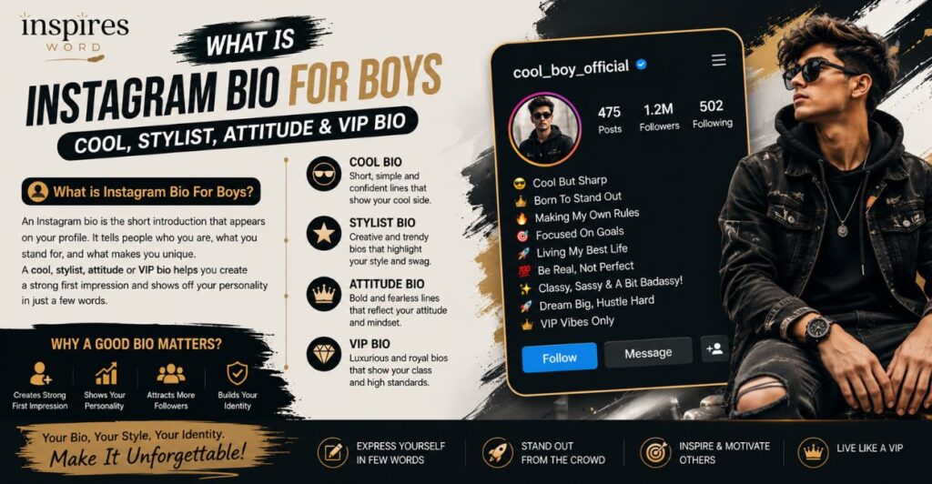 what isInstagram Bio For Boys Cool, Stylist, Attitude & VIP Bio