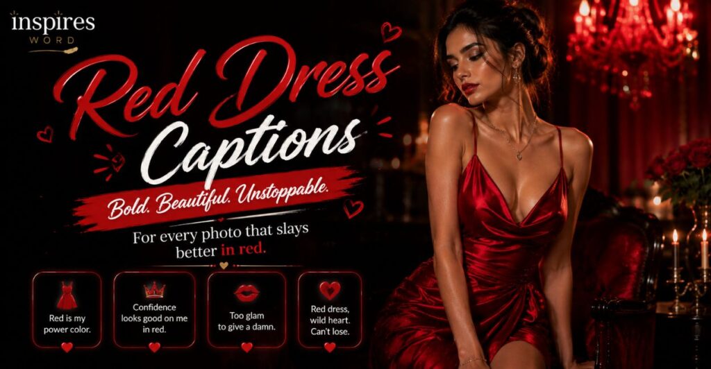 Red Dress Caption